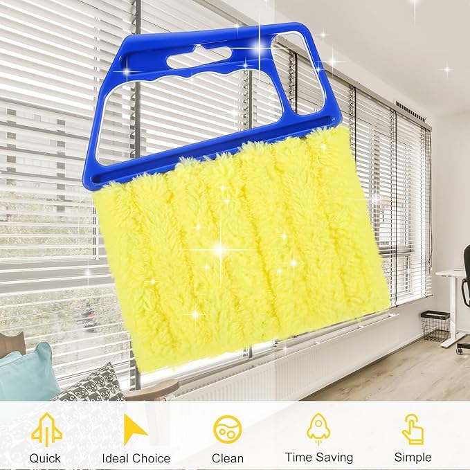 JIEYAO 2PCS Blind Cleaner Tools, Microfiber Window Blind Duster Washable 7-Finger Blind Cleaner Tool Duster for Window Blinds Air Vents Fans Venetian Shades Dust Dirt