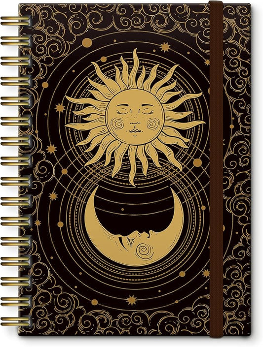 Spiral Journal Notebook,Strong TwinWire Binding with Premium Paper for Girl Women,Cool Funny 120 Pages,100gsm A5 College Ruled NotebookJournal,Perfect for Gifts Nurse Teacher Women(Cute Moon Sun)