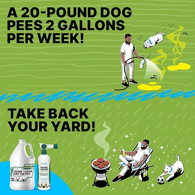 TurfSpa Urine & Odor Turf Detox: 32 oz Sprayer & Gallon Refill Professional Enzyme Cleaner & Odor Eliminator for Artificial Grass, Turf, Concrete, Patios & Kennels, Enzymatic Cleaner for Dogs & Cats