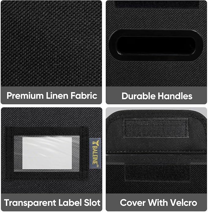 BALEINE File Organizer Box with Lid, Collapsible File Folder Organizer with Plastic Slide, Hanging File Folder Box for Office Document Storage (1 Pack, Black, S)