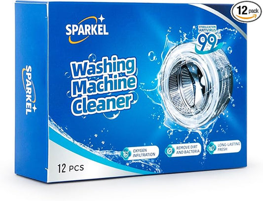 Washing Machine Cleaner Tablets 12 Pack (1 Year Supply) – Deep Cleaning & Deodorizing for Front and Top Load Washers – Removes Odor, Residue & Buildup – Works with All Machines