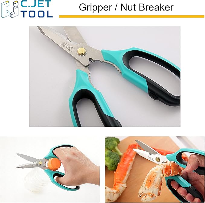 8" Heavy Duty Scissors, Utility Scissors All Purpose for Cardboard, Plastic, Carpet, Rope, Leather. Sharp Stainless Steel Blades, Non‑Slip Handle, Kitchen Shears for Food, Meat & Poultry