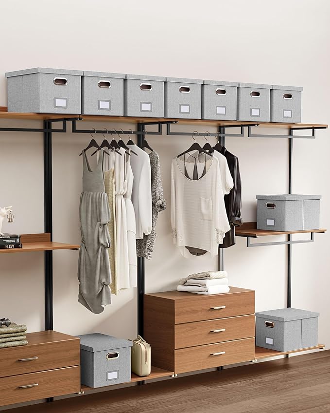 Oterri File Organizer, File Box, File Cabinet for Letter File Folder Storage, Hanging File Organizer for Office/Decor/Home,Document Organizer, 1 Pack,Gray-White-Box Only