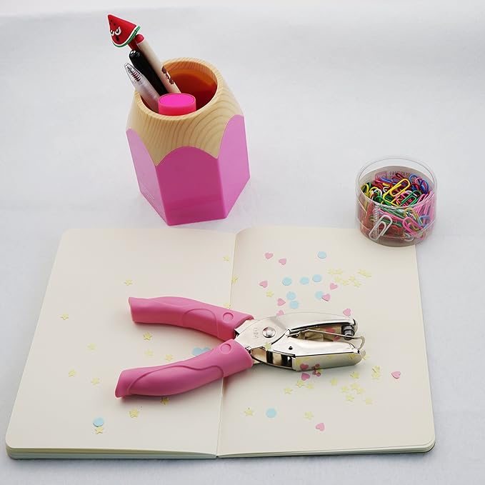 IZTOSS Handheld 1/16 Inch Paper Punch with Pink Handle, 1 Hole Punch, Small Hole Punch for Kids and Adults