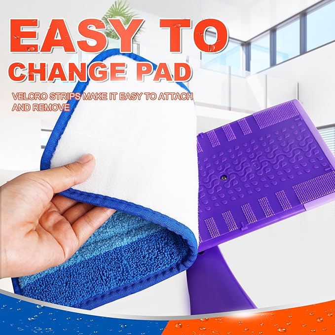 DR DAPPER Reusable Wet Jet Pads Compatible with Swiffer WetJet Mop, 2 Pack Wet Jet Refills, Reusable Wet Pads, Microfiber Mop Pad Refills for Floor Mopping and Cleaning, Wet & Dry Use Refills, Blue