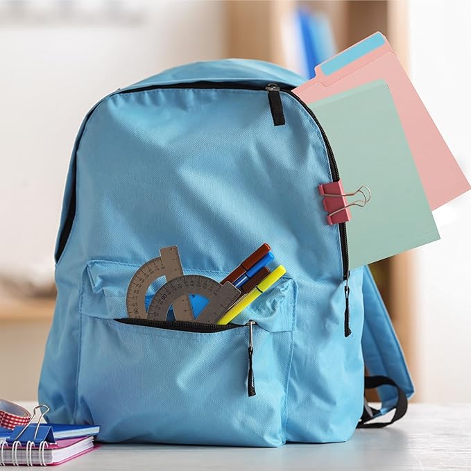 Color File Folders, 1/3-Cut Tabs, Letter Size, 6 Colors Organizer File Folders for School Home Office Business (18, Pastel Colors)