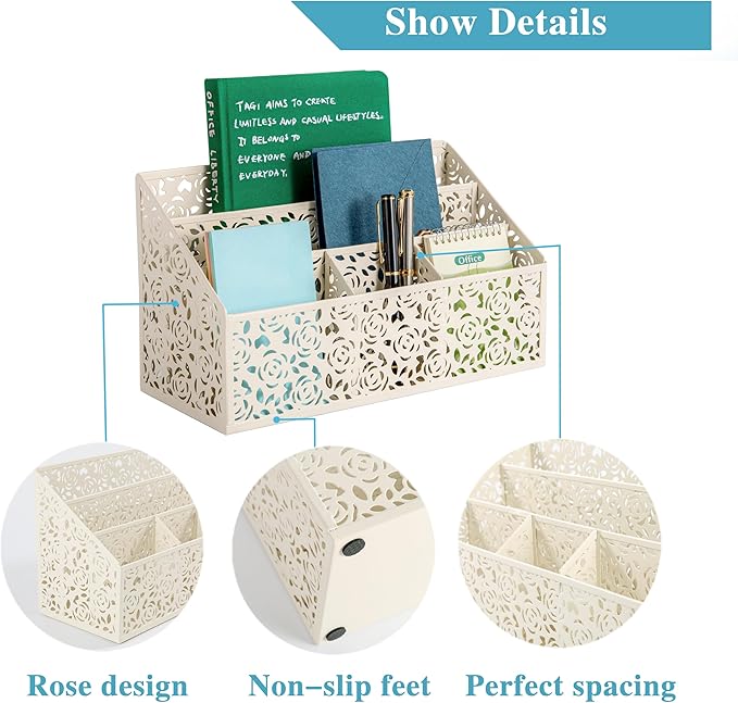 Mail Organizer Countertop, Modern Mail Holder Countertop, Desk Organizers and Accessories, Boho Desk Accessories, Organizer for Bill Mail Papers Letters, Mail Sorters, Pencil holders(Ivory White)