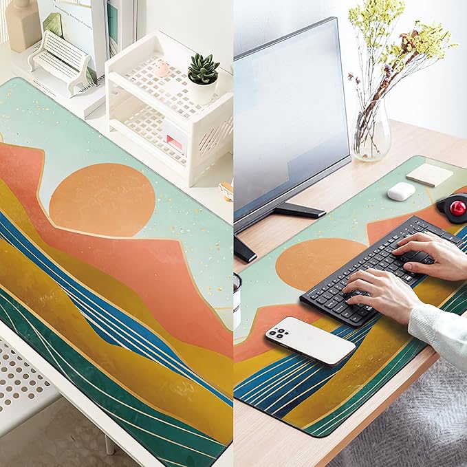 Abstract Art Mountains Extended Large Mouse Pad,Large Gaming Mouse Pad,Extended Big Desk Mat Keyboard Pad,Waterproof Non-Slip Desk Mat for Home Office and Gaming 35.4x15.7 Inch