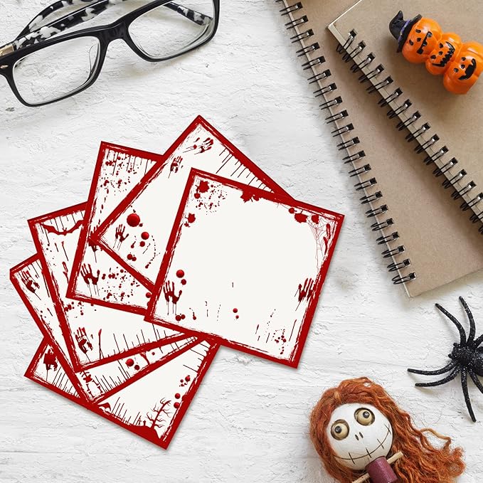 9 Pieces Halloween Sticky Note Halloween Blood Note Pads 450 Pieces of Self Adhesive Removable Memo Pads, 50 Sheets Each for Halloween School Office Home Students Teachers Presents