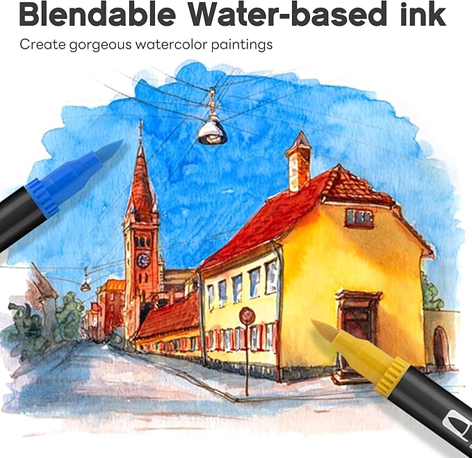Art Markers Pens Brush Tip - 120 Color Dual Brush Pen and Fine Tip Marker for Coloring Drawing Journaling Lettering - Markers for Adults Kids Coloring Books No Bleeding Art Supplies Set