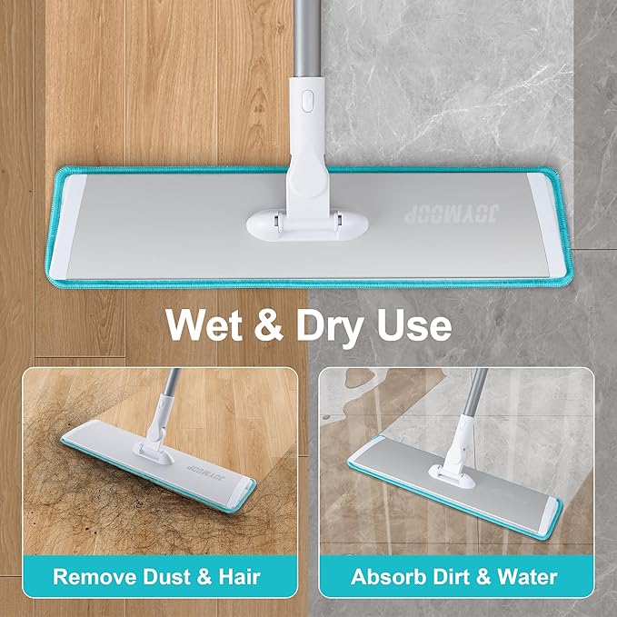JOYMOOP 36 Inch Commercial Dust Mop for Hardwood Floors, Heavy Duty Industrial Wet Dry Mops with Telescopic Handle, Includes 3 Microfiber Mop Pads