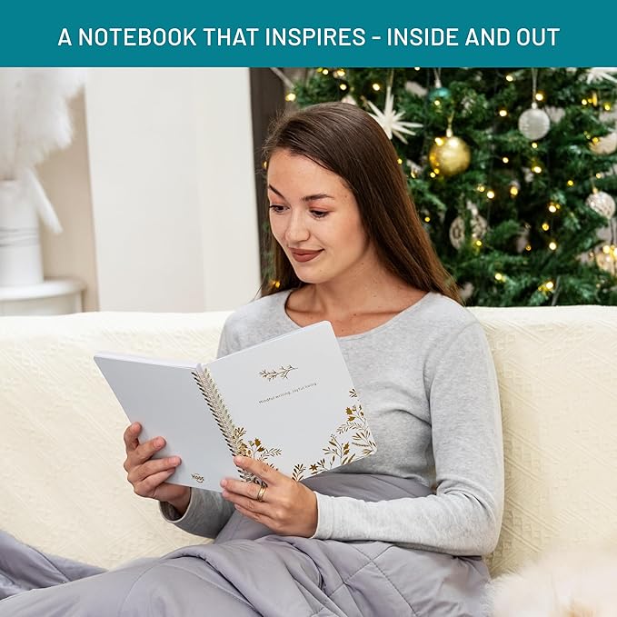 Happy Hoos® Aesthetic Spiral Notebook - 6.25" x 8.25" College Ruled Journal Notebook - Hard Cover Writing Journal for Work, School, Travel, More - Floral Notebook 8 Seasonal Designs (Winter Bliss)