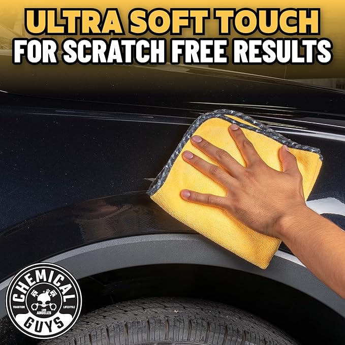 Chemical Guys MIC 506 03 Professional Grade Premium Microfiber Towels, Gold (16 Inch x 16 Inch) (Pack of 3) - Safe for Car Wash, Home Cleaning & Pet Drying Cloths
