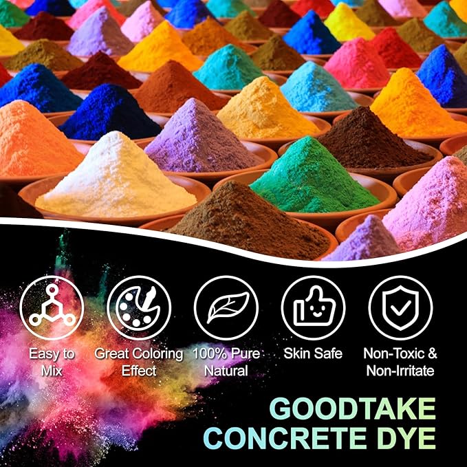 GOODTAKE 5 Pounds Bulk Concrete Pigment, Rose Red Iron Oxide Pigment Powder, Concrete Cement Dye Color Powder for Pastel Tile Paint Cement Mortar Grout (Rose Red, 5 Pounds)