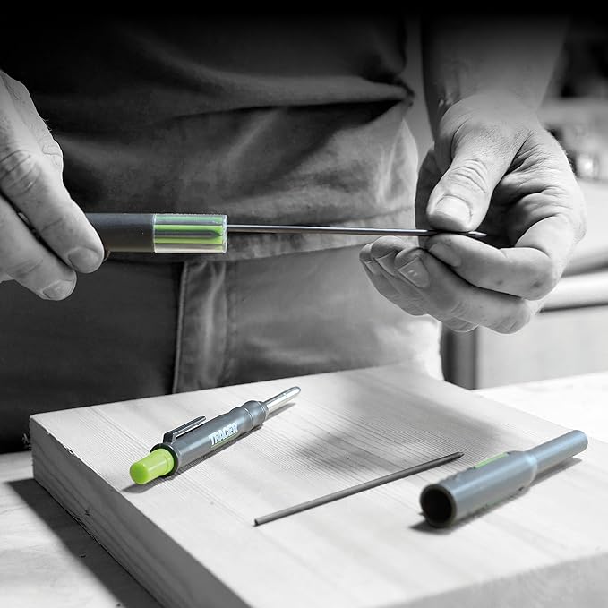 Tracer Mechanical Carpenter Pencils Set with Replacement Lead (6 Pack) - Construction Pencil with Site Holster - All In One Marking Kit for Carpenter Tools Contractor Pencils - AMK1