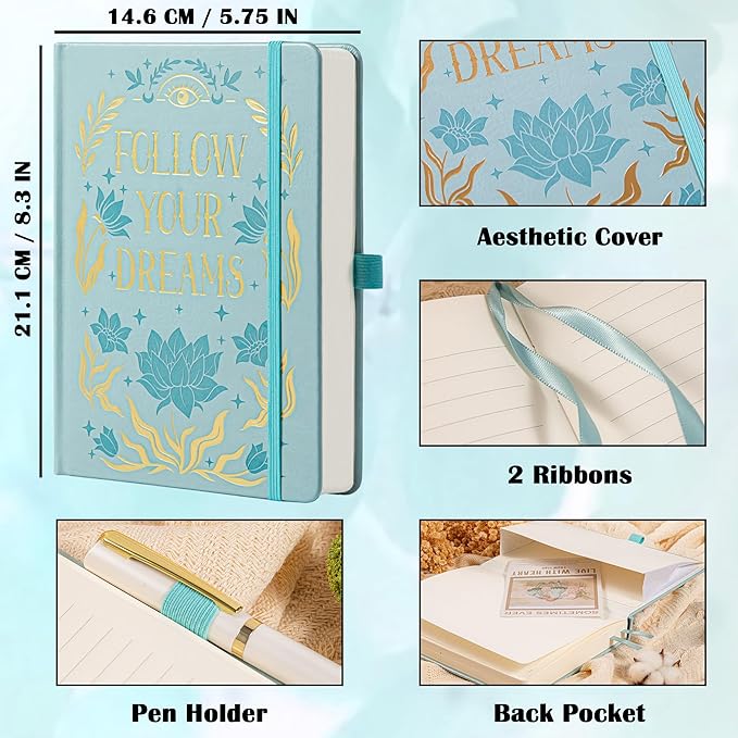 College Rule Notebook for Women Men, 318 Numbered Pages Journal, A5 Butterfly Floral Journals for Writing, Aesthetic Notebooks, Work School Note Taking, 5.4" x 8.4"