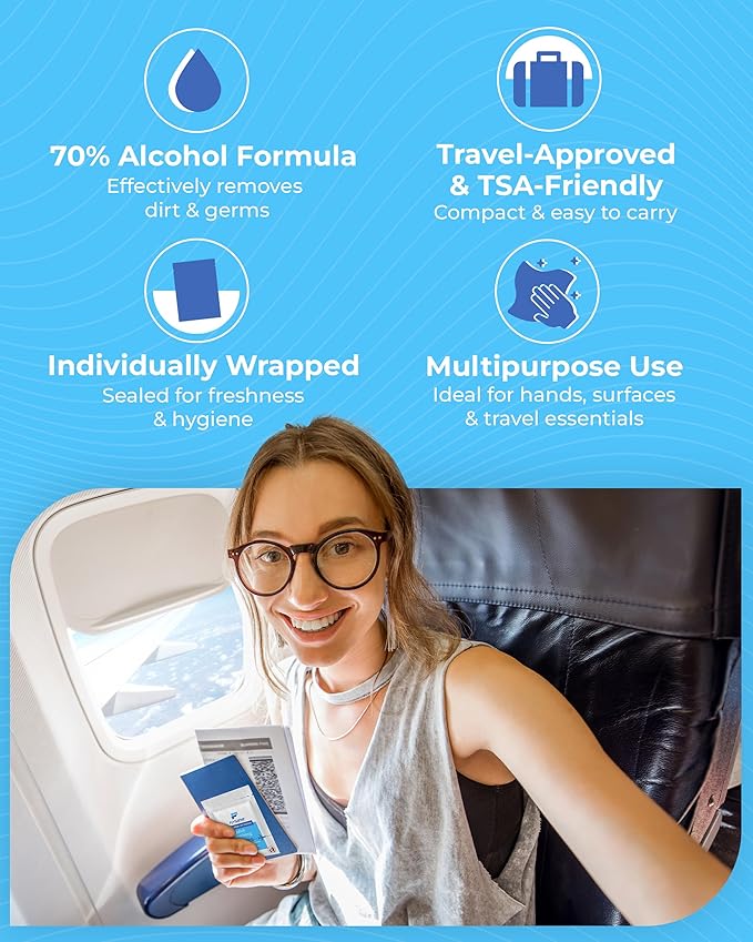 Travel Sanitizing Wipes (20 Count (2 Packs of 10))