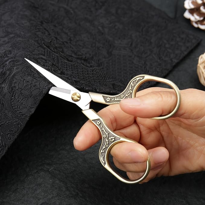 Small Craft scissors-5 Inch Vintage Precision Scissors-Ultra Sharp Blade Shears,scotch scissors for Office Home School Sewing Fabric Craft Hair trimming,Facial,Beard,Eyebrow (Bronze)…