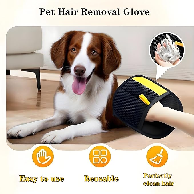 CLPCLP Pet Hair Removal Glove for Cats & Dogs, 2Pcs Newly Upgraded Electrostatic Pet Hair Remover Gloves, Reusable Magic Brush Pet Hair，Pet Hair Remover for Laundry, Sofas，Carpets，Clothing