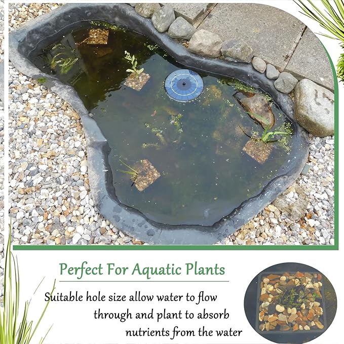 HG9SQBK 9-Inch Square Aquatic Plant Baskets, Plastic Pond Planting Containers, Black Plastic Mesh Basket for Live Aquarium Botany,Pond Plant Baskets| Pack of 8