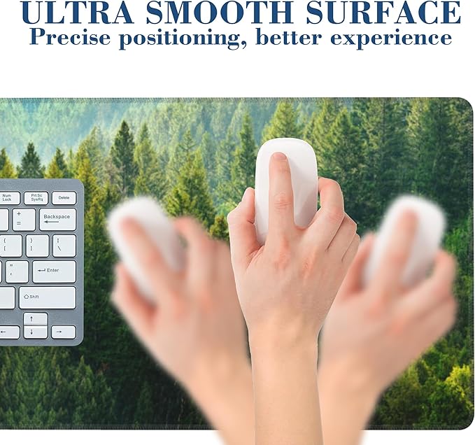 Large Mouse Pad Green Forest Extended Gaming Mousepad Waterproof Desk Pad with Non-Slip Base and Stitched Edge Keyboard Pad XL 11.8 x 31.5 Inch Mouse Mat for Home Office Desk Decor