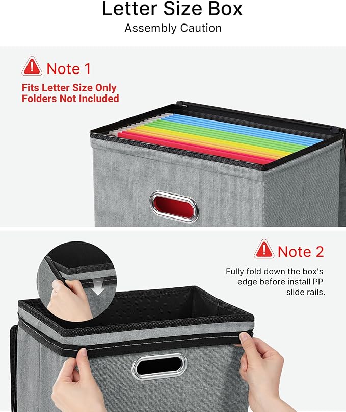 Oterri 2 Pack File Organizer Boxes with Lids, File Box with Mesh Pockets, Document Organizer Box for File Folders Letter Size, Zippers Filing Box for Home, Office, School (Grey, Without Folders)