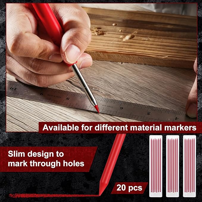 Zhehao 120 Pieces 2.8 mm Carpenter Pencils Lead Refills HB Refill for Construction Pencils Refills Mechanical for Writing Drawing Drafting Woodworking Construction(Red)