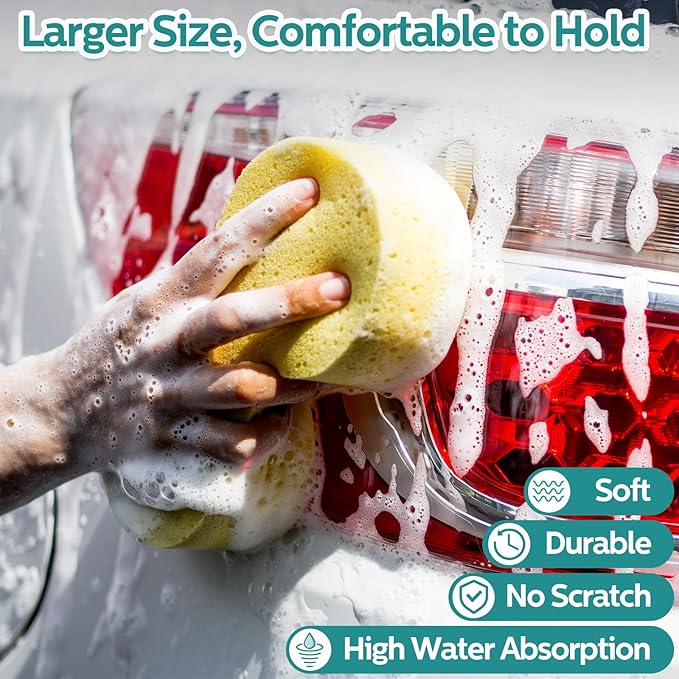 Dandat 30 Pcs Large Car Wash Sponge Multi Purpose Cleaning Scrubber Non Scratch Thick Dish Household Cleaning Sponge Foam Washing Pad Handy Scrubber for Car, Mix Colors