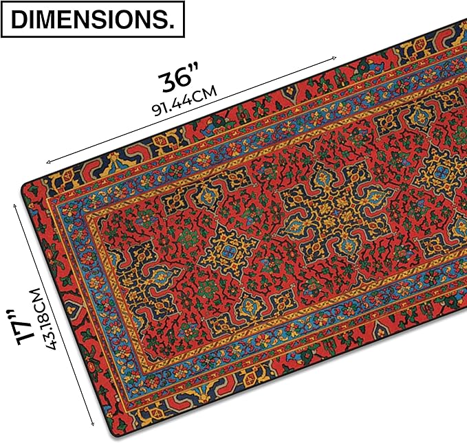 MPCO. Arabic Textiles Large Gaming Desk Pad - 36" x 17" Duraglyde Fabric Royal-Medallions Desk Mats - Non-Slip, Washable, Smooth Glide for Precision Gaming & Work