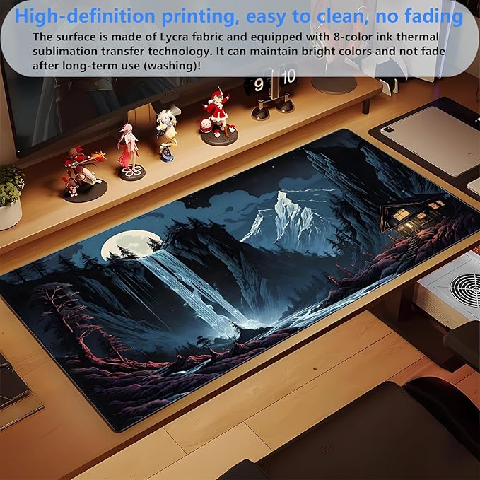 Full Moon Desk Mat Forest Mouse Pad Large Gaming Mouse Pad XL Full Desk Mousepad Extended Keyboard Mat Big Long Mouse Mat Computer Laptop Desktop Mat Pad Desk Decor 31.5''X15.7''