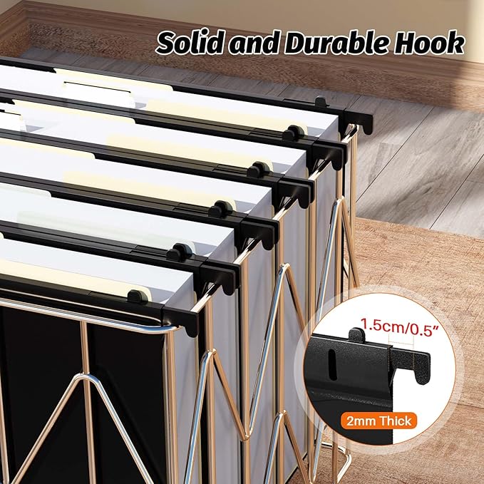 Extra Capacity Plastic Hanging File Folders,12 Pack Reinforced Hang Folders,Heavy Duty 2 Inch Expansion,Plastic Filing Cabinet Folders,Letter Size,Designed for Bulk Files, Medical Charts,Black