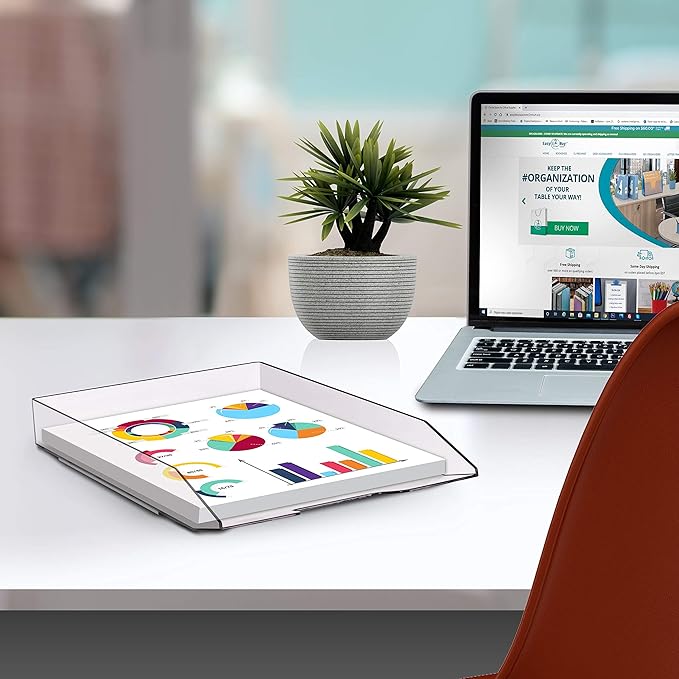 Acrimet Stackable Letter Tray Front Load, Letter Size, Plastic, Clear Crystal Color, 1 Unit