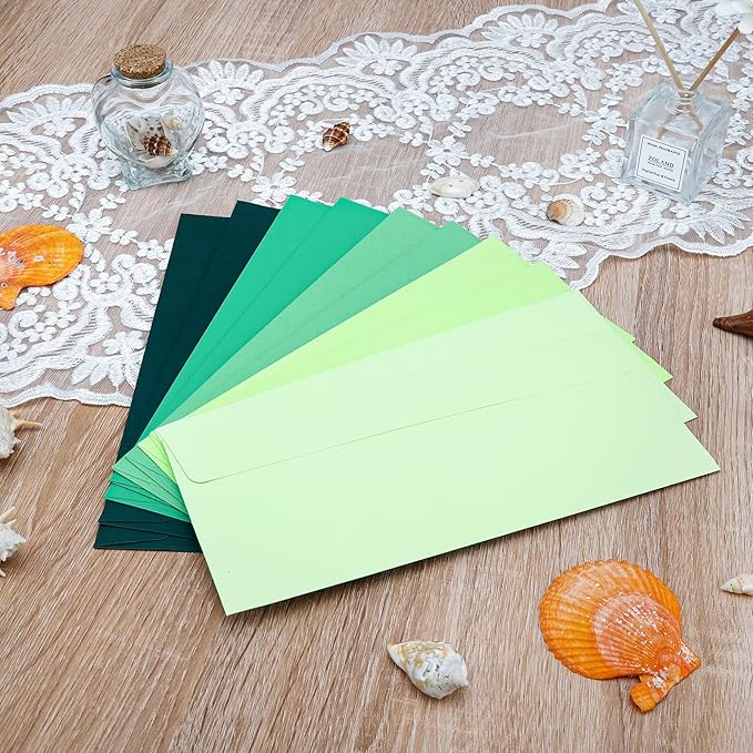 100 Pack Shade of Sage Green Envelopes #10 Business Envelopes Self adhesive 4-1/8 x 9-1/2 in Square Flap Mailing Envelopes for Office, Business Letterhead, Invoices, Personal Mailing, Letters