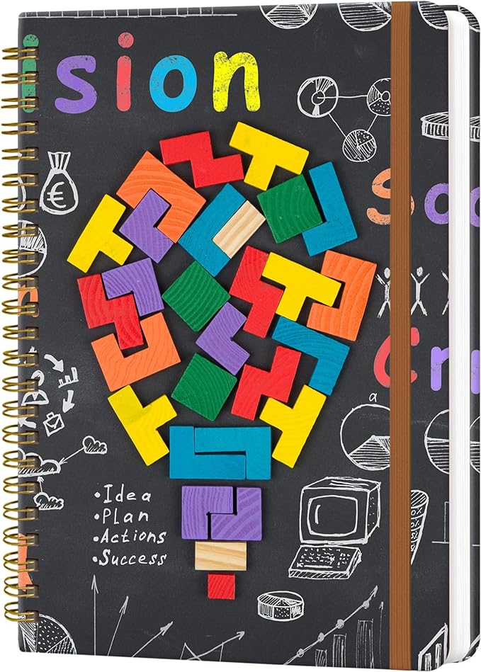 Spiral Journal Notebook for Women, Hardcover A5 College Ruled Notebook, 120 Pages, Thick Paper, Cute Lined Journal for School, Office & Work, 6 x 8.4 in(Geometric)