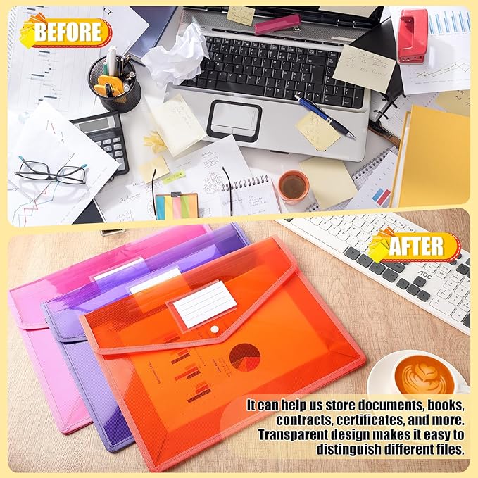 Epakh 3 Pack B4 Plastic Expanding File Folders Wallet for School Classroom Envelope File Folder Document Organizer Colorful Receipt Organizer with Snap Closure for Office (Pink Purple Orange)