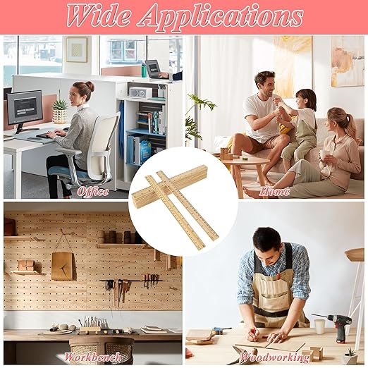 QTLCOHD 144 Pack 12 Inch Wooden Ruler, Pine Wood Measuring Rulers Bulk for Students Classroom, Home, Office, 2 Scale, 30 cm