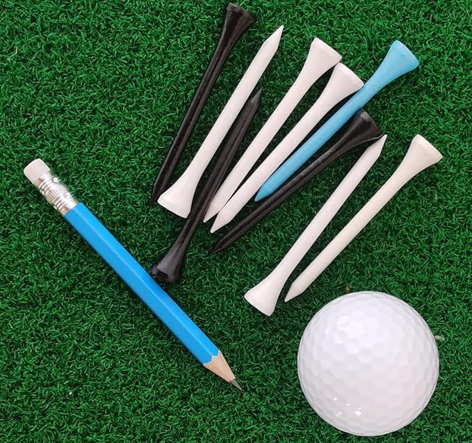 Adhere 25pcs Golf Pencils with Eraser Pre sharpened Hexagon half Wooden Pencils Graphite 2B for Golf Event Scoring,Classroom,Wedding,Company Meetings,Pew, Pocket (Light Blue)