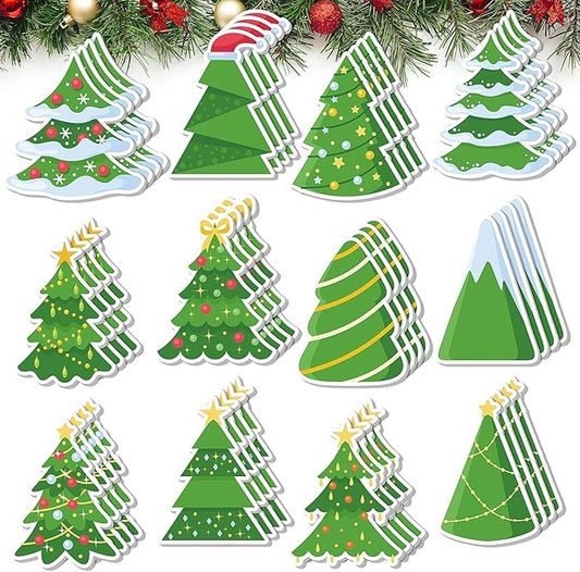 48 PCS Christmas Tree Sticky Note Christmas Note Pads Work Study Notes, 960 Pieces of Christmas Tree Self Adhesive Removable Memo Pads 12 Styles, 20 Sheets Each for Labels