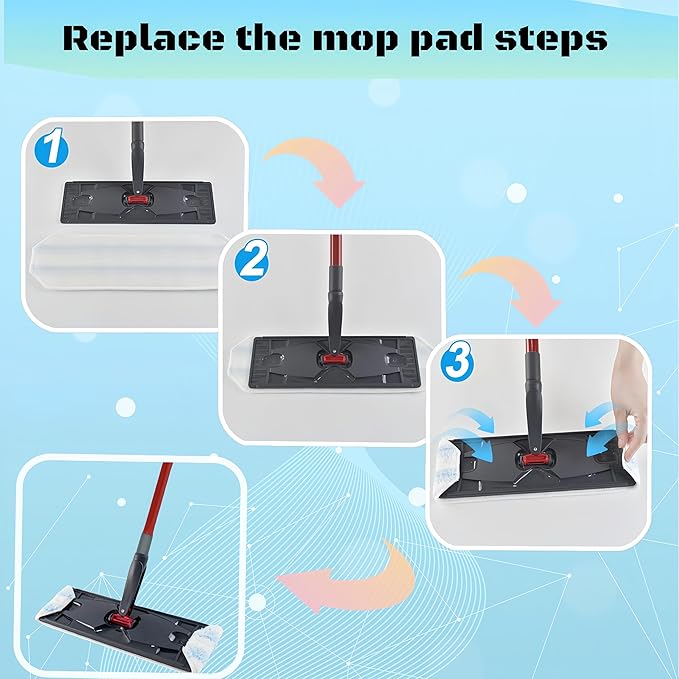 Microfiber Mop Pad Refills-3 Pack Washable Reusable Pads, Fits H2PRO Flat Mop