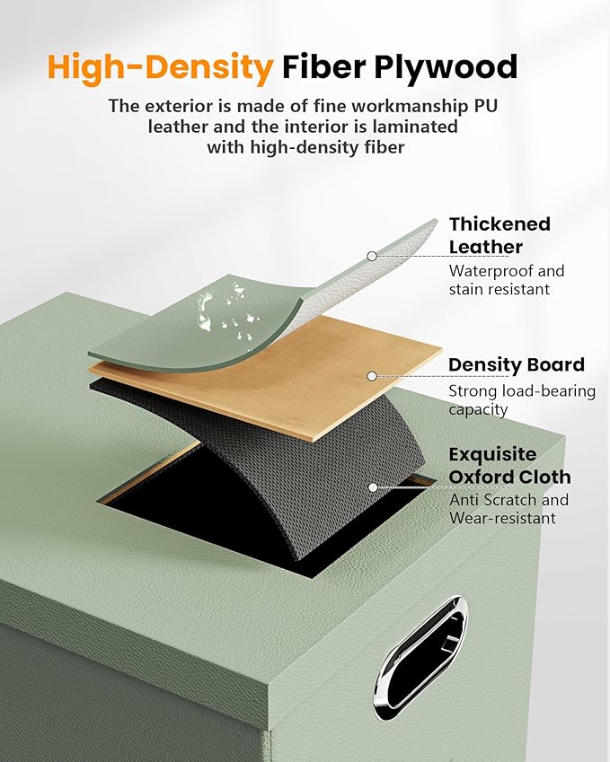 2 Pack File Storage Organizer Box,Filing Box,Portable File Box with Lid,Fit for Letter/Legal File Folder Storage, Grey-green(Leather)-Box only