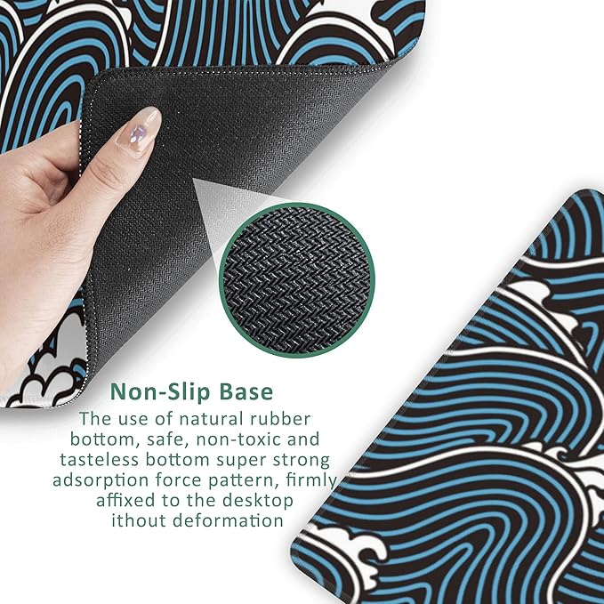Extended Gaming Mouse Pad Abstract Ocean Waves Large Mousepad with Stitched Edges,Anti-Slip Rubber Base Keyboard Mouse Mat Desk Pad for Gaming Home Office 35.4 x 15.7 inches