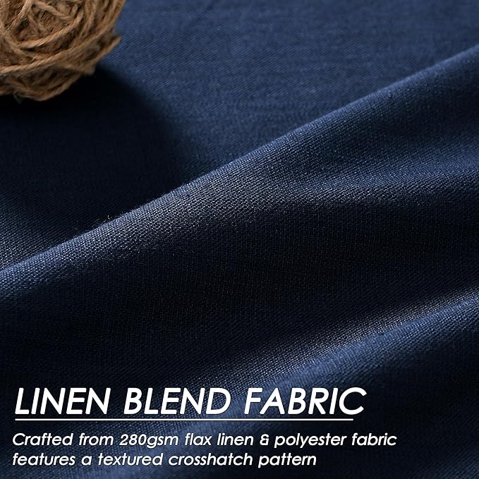 100% Blackout Linen Curtains 102 Inches Long 2 Panels for Bedroom Back Tab Pinch Pleated Black Out Curtain Modern Urban Noise Cancelling Total Light Blocking Window Curtains 102” Length,Navy Blue