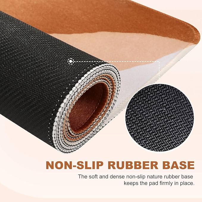 HAOCOO Mouse Pad, Computer Desk Mat, Large Mouse Pad for Desk, XXL Gaming Boho Mousepad Cute for Desktop with Non-Slip Base, Waterproof Laptop Keyboard Mat for Office Home,Boho Brown Tan