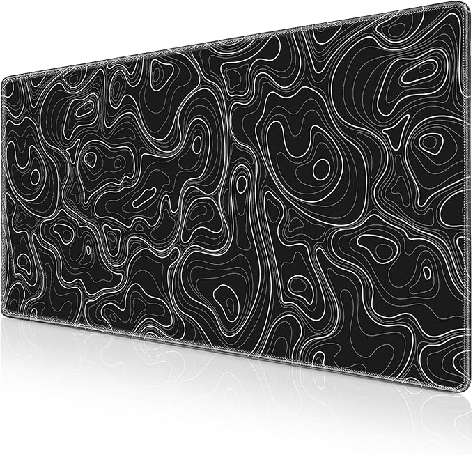Black Mousepad, Large Mouse Pad XXL 35.4×15.7in, Extended Computer Keyboard Mouse Mat Desk Pad for Laptop with Stitched Edges, Waterproof Mousepad for Gamer Home&Office Women