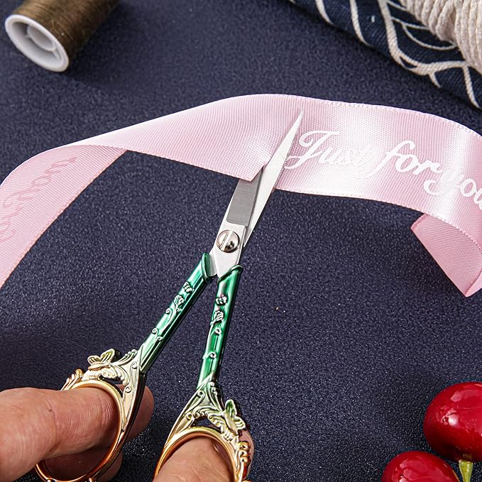 Premium Small Craft Scissors with Beautiful Butterfly Decos - Comfortable Handles and Sharp Tips for Crochet, Embroidery, and Sewing - Includes Protective Cover