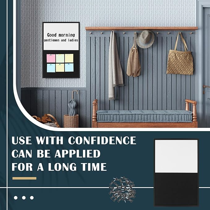 Ireer Framed Bulletin Board 36 x 24 Inches Magnetic Cork and Whiteboard Combo Dry Erase and Cork Board Combo for Wall Mounted Presentation Supplies Home Office School