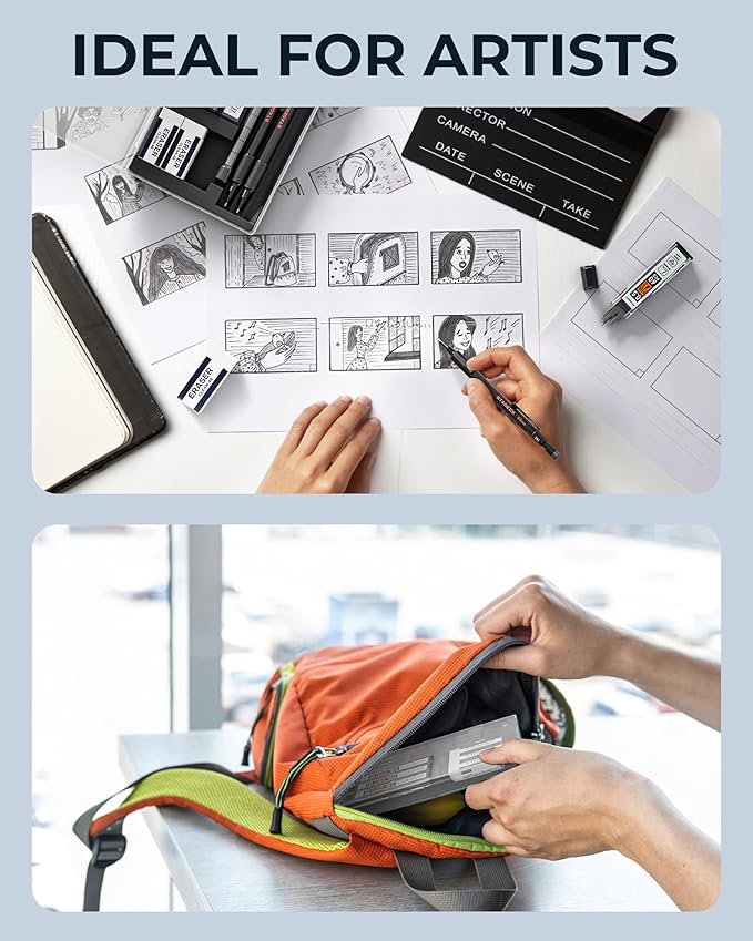 0.7mm Mechanical Pencil Set, 3PCS Metal Mechanical Pencils 0.7mm with 6 Tubes HB & 2B Lead Refills,Erasers, Weatherproof Artist Pencils with Case for Outdoor Writing Drafting Drawing