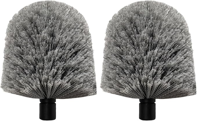 2 Pack Twist-On Cobweb Duster Head, Fits Standard 3/4 inch Threaded Poles, Attachment Spider Web Duster for Outdoor & Indoor Cleaning (Grey)