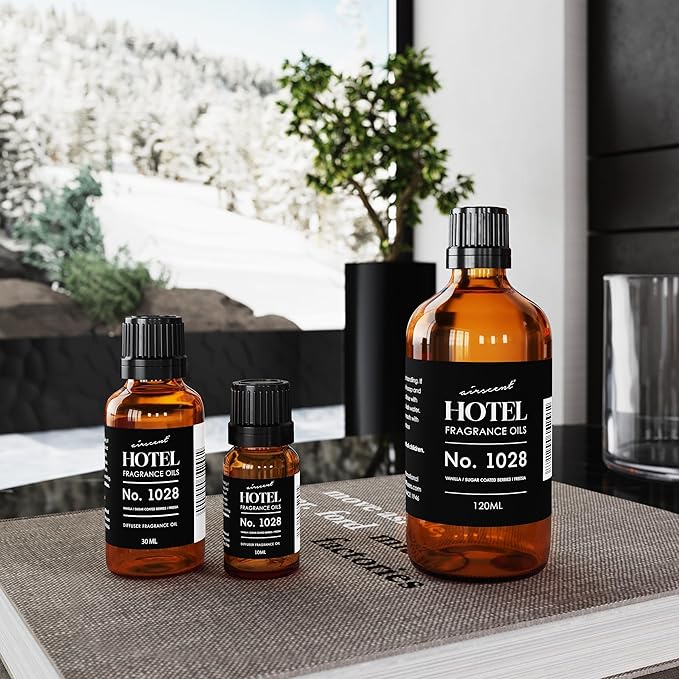 AirScent Hotel Diffuser Oil No. 1028 Inspired by The Seamless Hotel Scent - Premium Fragrance Oil for Ultrasonic and Waterless Diffusers and Crafting - 120 mL, 4 fl oz Glass Bottle with Dropper