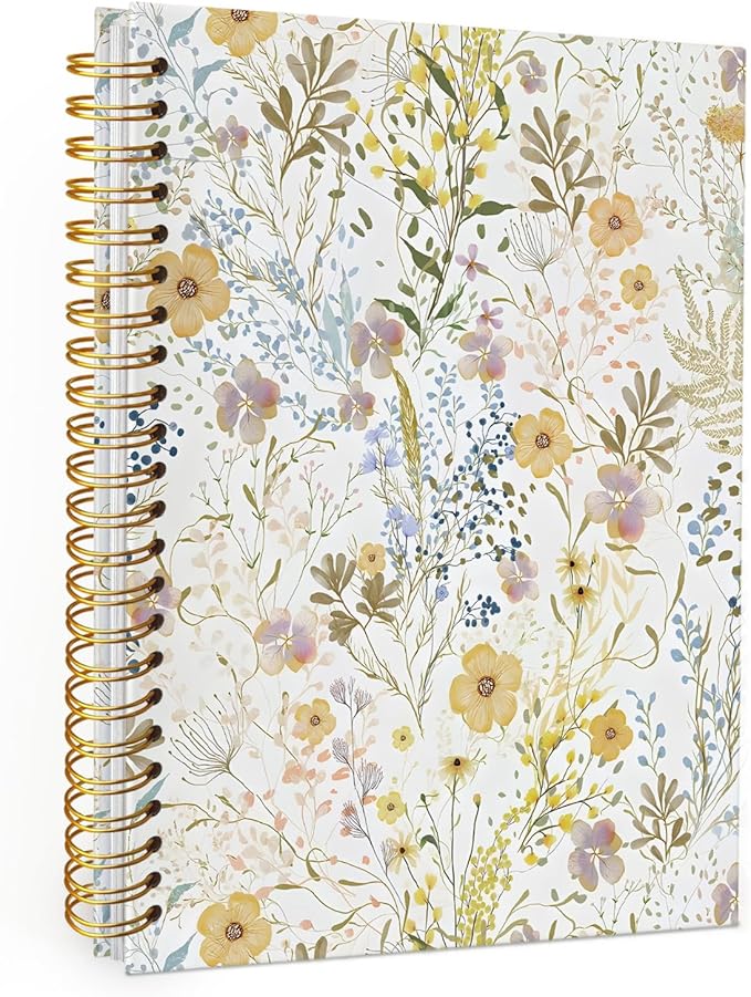 Wheatwin Floral Notebook Journal, Wildflower Cute Hardcover Spiral Notebook for Work Note Taking Women Writing School Teen Girls 5.5x8.3